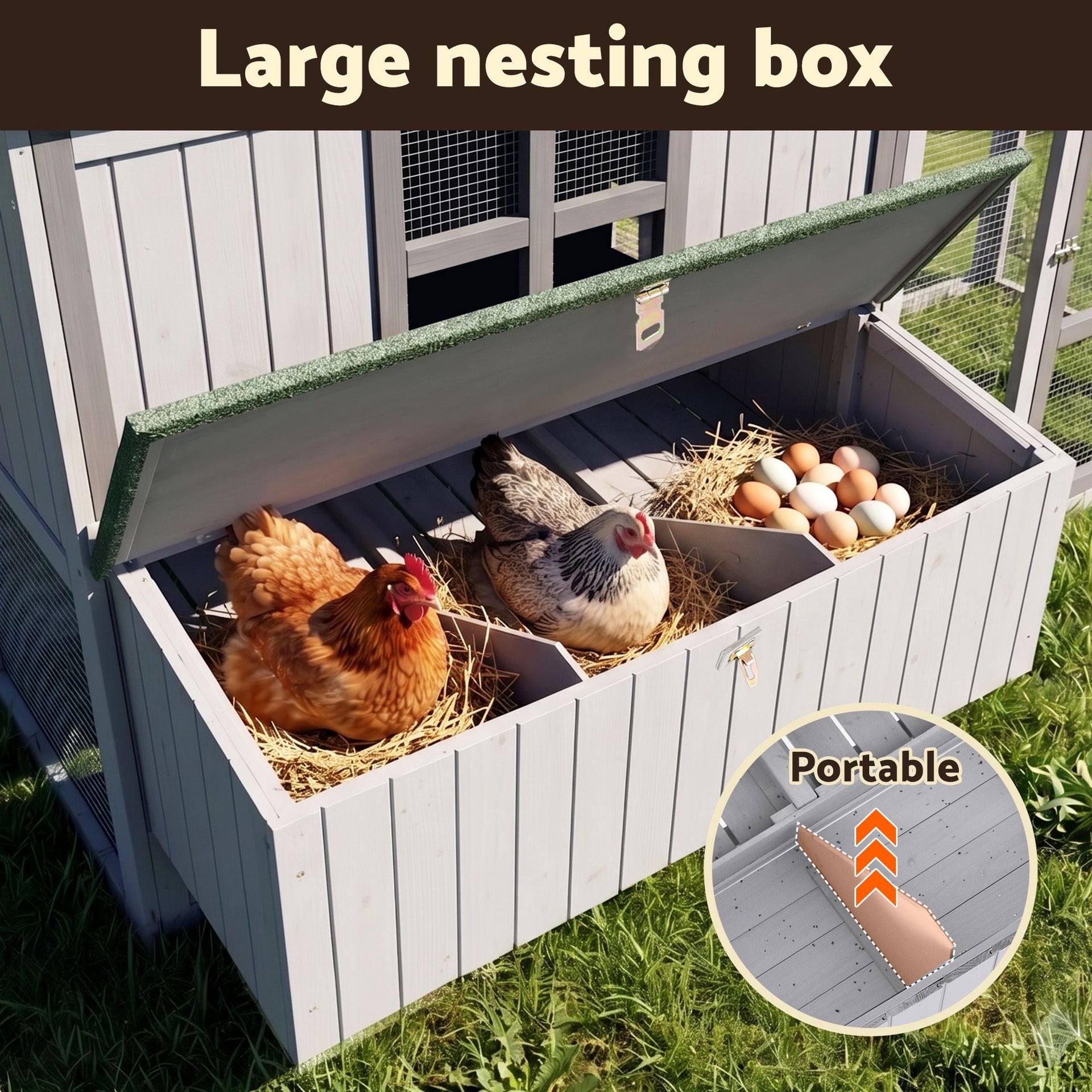 i.Pet Chicken Coop 219cm Rabbit Hutch Poultry Cage Outdoor Enclosure Wood Awezingly