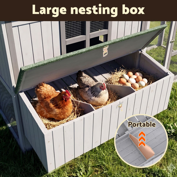 i.Pet Chicken Coop 219cm Rabbit Hutch Poultry Cage Outdoor Enclosure Wood Awezingly