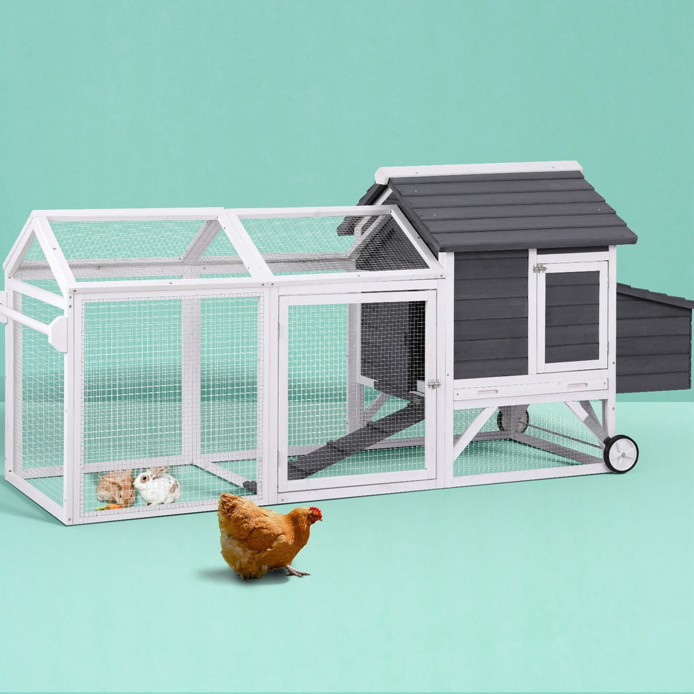 i.Pet Chicken Coop Rabbit Hutch Extra Large Wooden Run Bunny Cage House Outdoor i.Pet