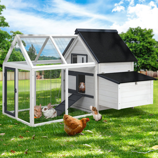i.Pet Chicken Coop Rabbit Hutch 166cm x 120cm x 112cm Large Chicken Coop House Run Cage Wooden i.Pet