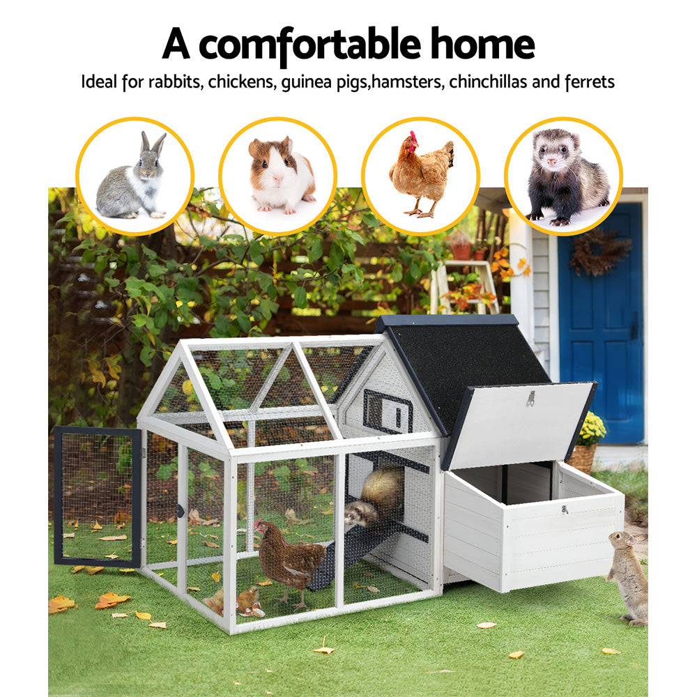 i.Pet Chicken Coop Rabbit Hutch 166cm x 120cm x 112cm Large Chicken Coop House Run Cage Wooden i.Pet