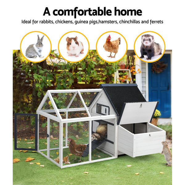 i.Pet Chicken Coop Rabbit Hutch 166cm x 120cm x 112cm Large Chicken Coop House Run Cage Wooden i.Pet