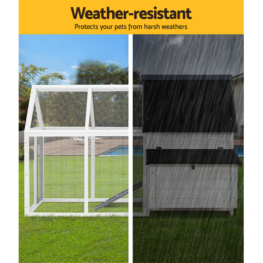 i.Pet Chicken Coop Rabbit Hutch 166cm x 120cm x 112cm Large Chicken Coop House Run Cage Wooden i.Pet