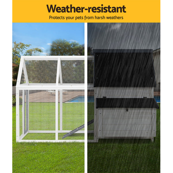 i.Pet Chicken Coop Rabbit Hutch 166cm x 120cm x 112cm Large Chicken Coop House Run Cage Wooden i.Pet