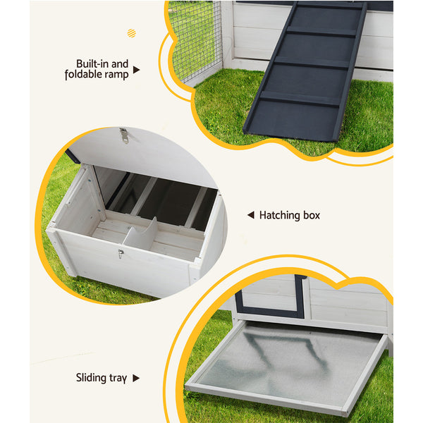 i.Pet Chicken Coop Rabbit Hutch 166cm x 120cm x 112cm Large Chicken Coop House Run Cage Wooden i.Pet
