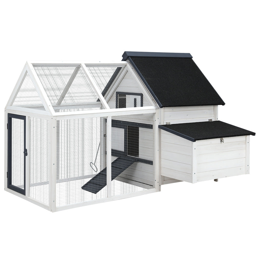 i.Pet Chicken Coop Rabbit Hutch 166cm x 120cm x 112cm Large Chicken Coop House Run Cage Wooden i.Pet