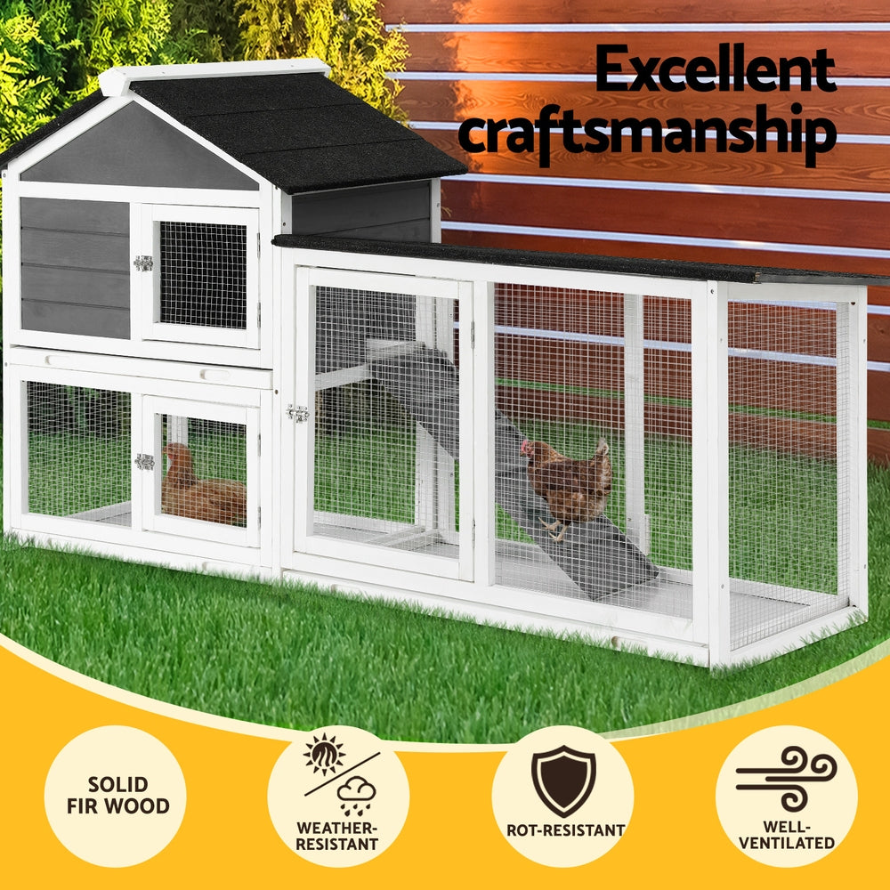 i.Pet Chicken Coop Rabbit Hutch Extra Large Wooden Run Cage House With Run Cage i.Pet