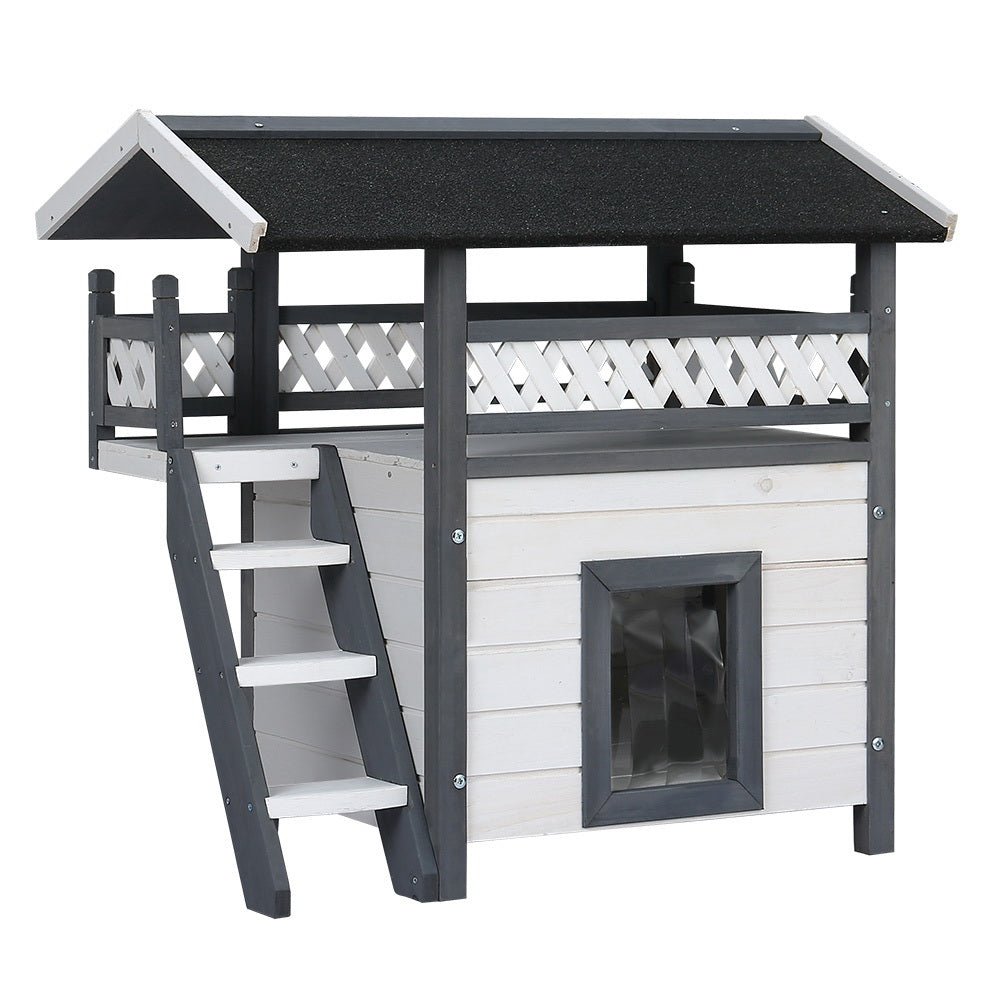 i.Pet Outdoor Cat House Shelter 77cm x 50cm x 73cm Rabbit Hutch Wooden Condo Small Outdoor Cat House i.Pet