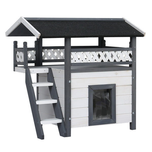 i.Pet Outdoor Cat House Shelter 77cm x 50cm x 73cm Rabbit Hutch Wooden Condo Small Outdoor Cat House i.Pet