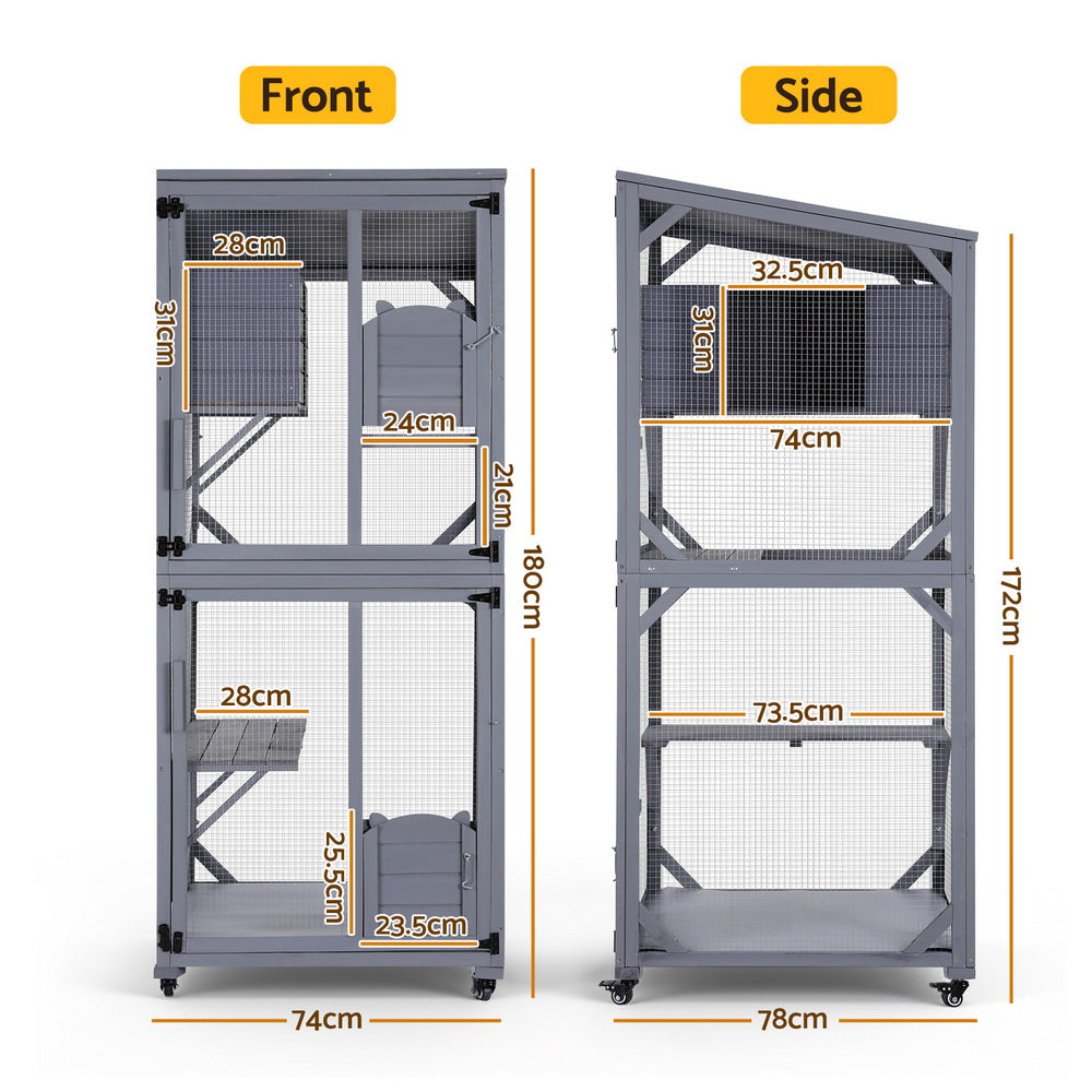 i.Pet Cat House Wooden 180cm Rabbit Hutch Pet Condo Small Dog Enclosure Cage i.Pet