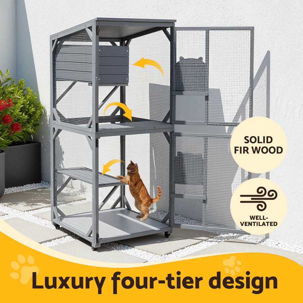 i.Pet Cat House Wooden 180cm Rabbit Hutch Pet Condo Small Dog Enclosure Cage i.Pet