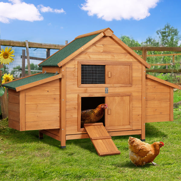i.Pet Chicken Coop Rabbit Hutch 150cm x 68cm x 96cm Large Chicken Coop House Run Cage Wooden i.Pet