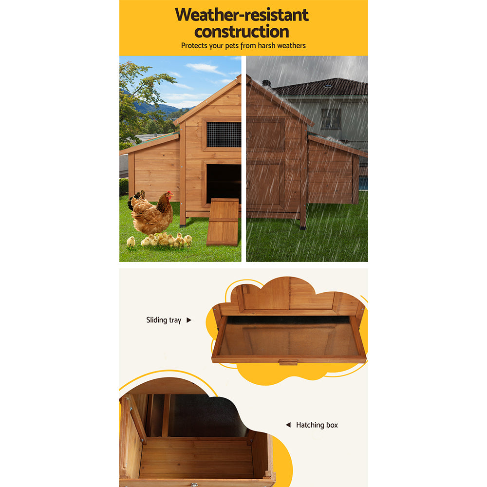 i.Pet Chicken Coop Rabbit Hutch 150cm x 68cm x 96cm Large Chicken Coop House Run Cage Wooden i.Pet