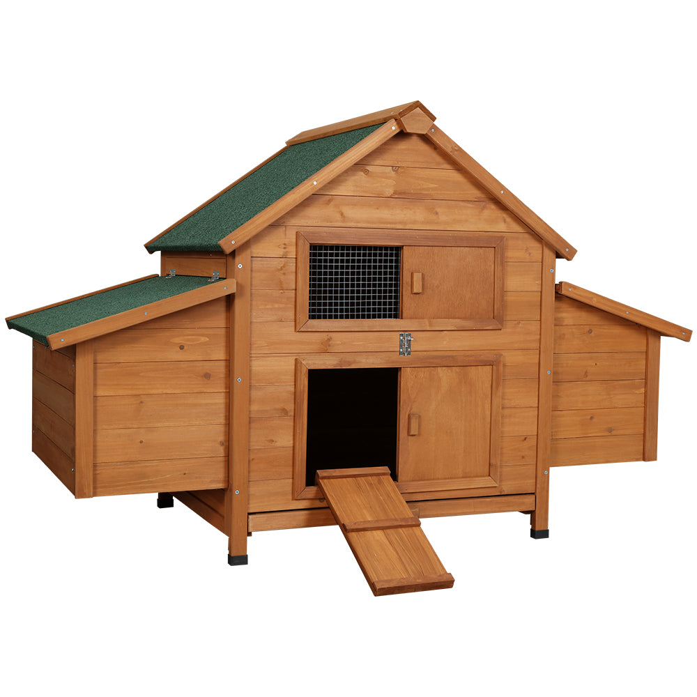 i.Pet Chicken Coop Rabbit Hutch 150cm x 68cm x 96cm Large Chicken Coop House Run Cage Wooden i.Pet