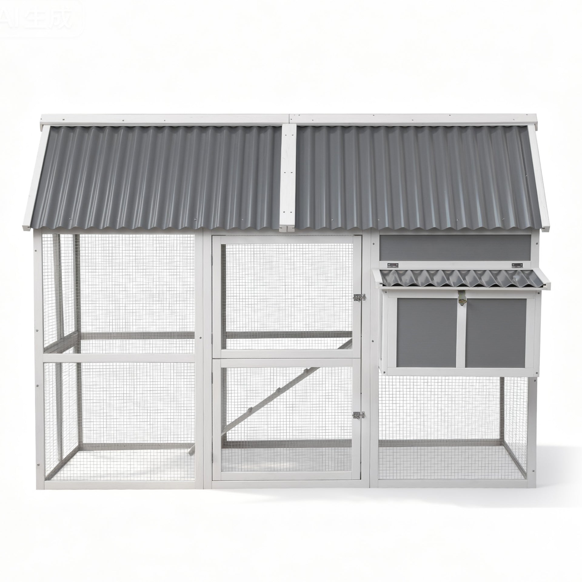 i.Pet Chicken Coop Large Outdoor Rabbit Hutch Chook House Hatch Box With Run Grey White Awezingly