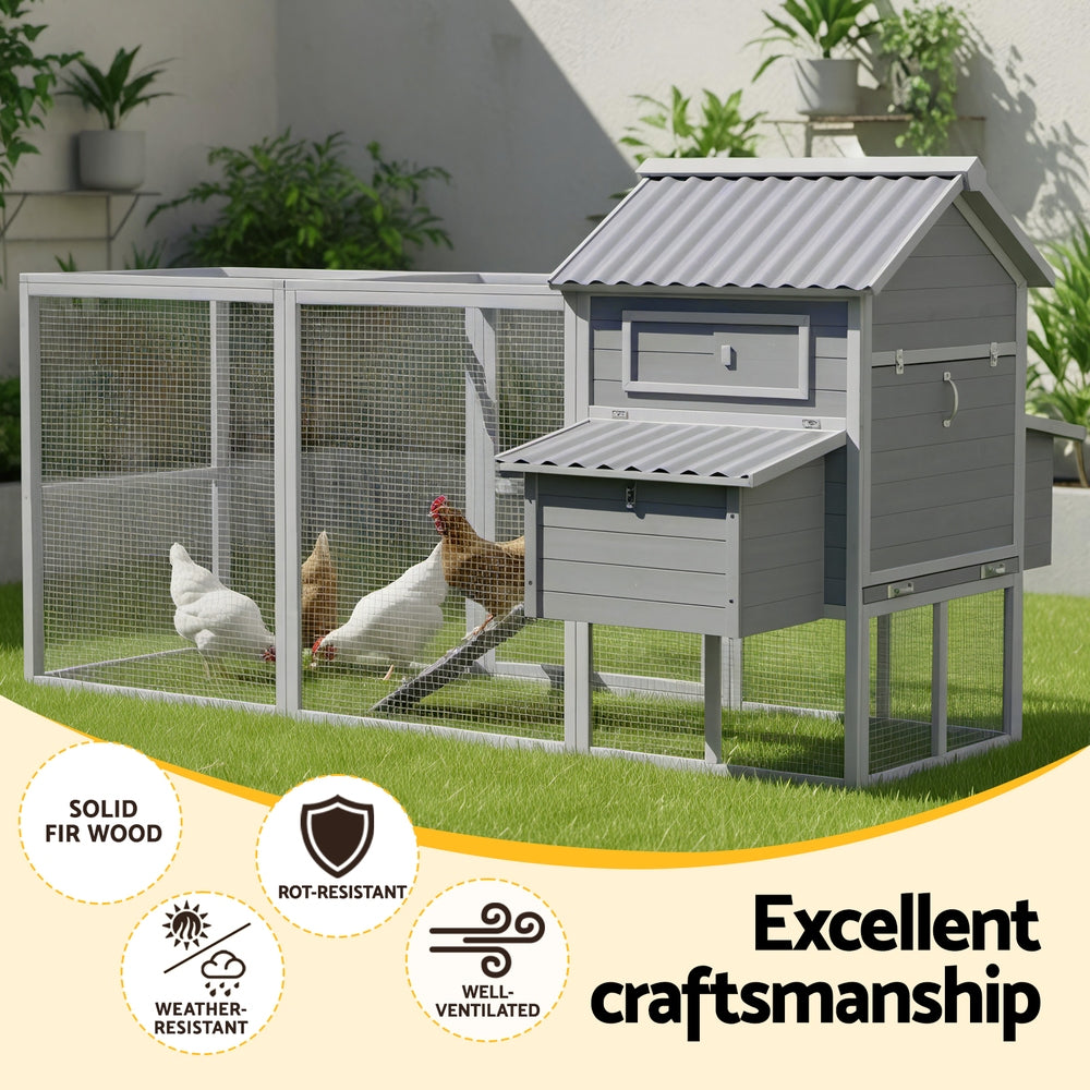 i.Pet Chicken Coop Rabbit Hutch Extra Large Wooden Run Bunny Cage Poultry House Outdoor i.Pet