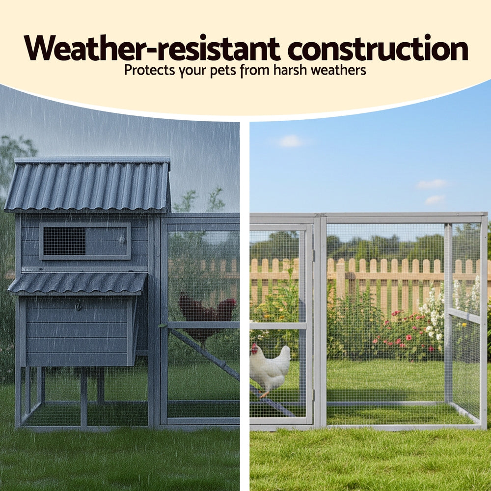 i.Pet Chicken Coop Rabbit Hutch Extra Large Wooden Run Bunny Cage Poultry House Outdoor i.Pet