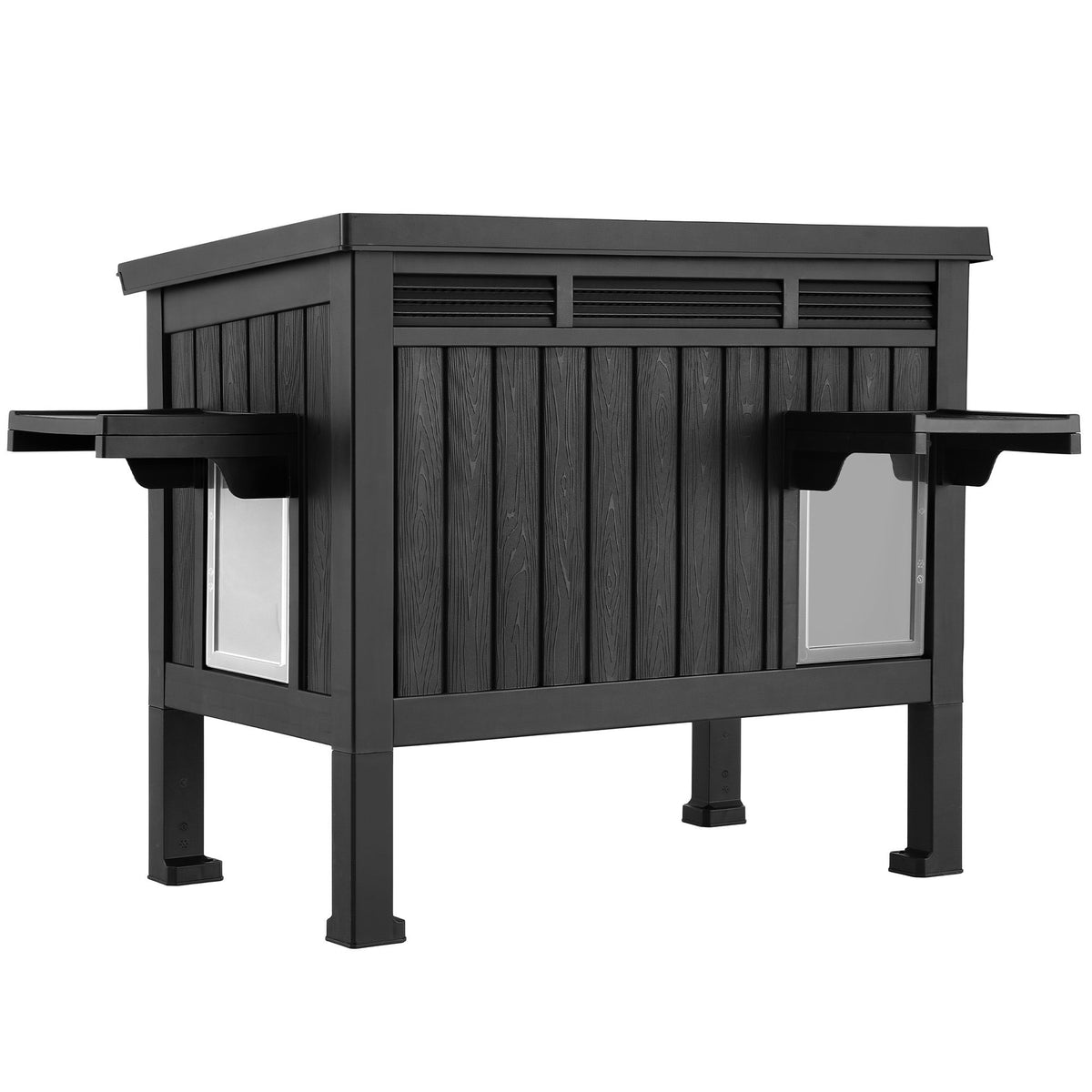 i.Pet Outdoor Cat House Pet Kennel Enclosure Cat Shelter Condo Rabbit Hutch Black Awezingly