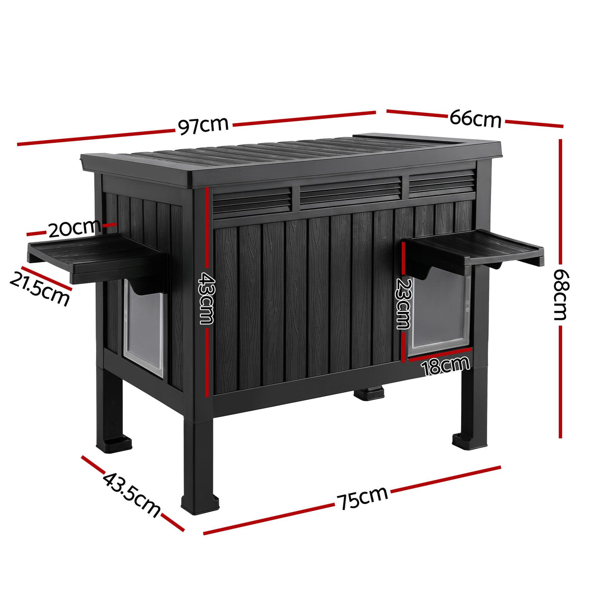 i.Pet Outdoor Cat House Pet Kennel Enclosure Cat Shelter Condo Rabbit Hutch Black Awezingly