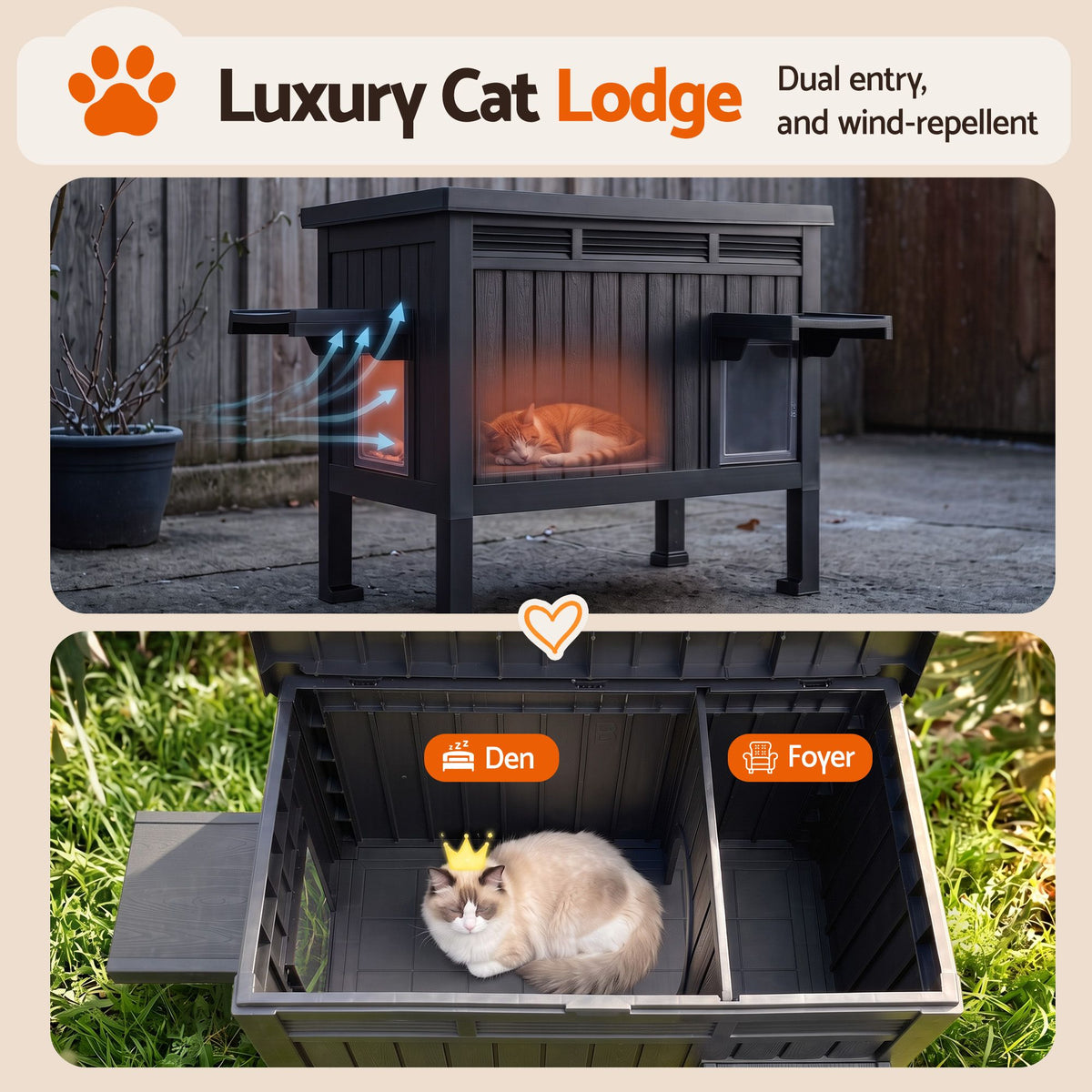 i.Pet Outdoor Cat House Pet Kennel Enclosure Cat Shelter Condo Rabbit Hutch Black Awezingly