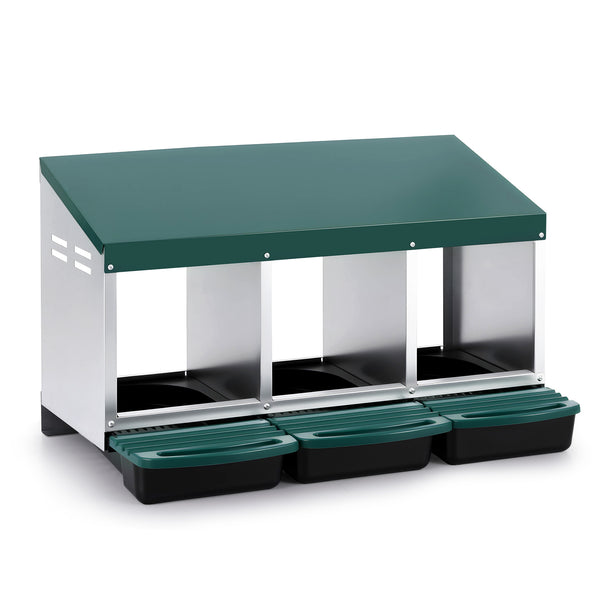 i.Pet Chicken Nesting Box Roll Away 3 Holes Metal Wall Mounted Nest Box Green Awezingly