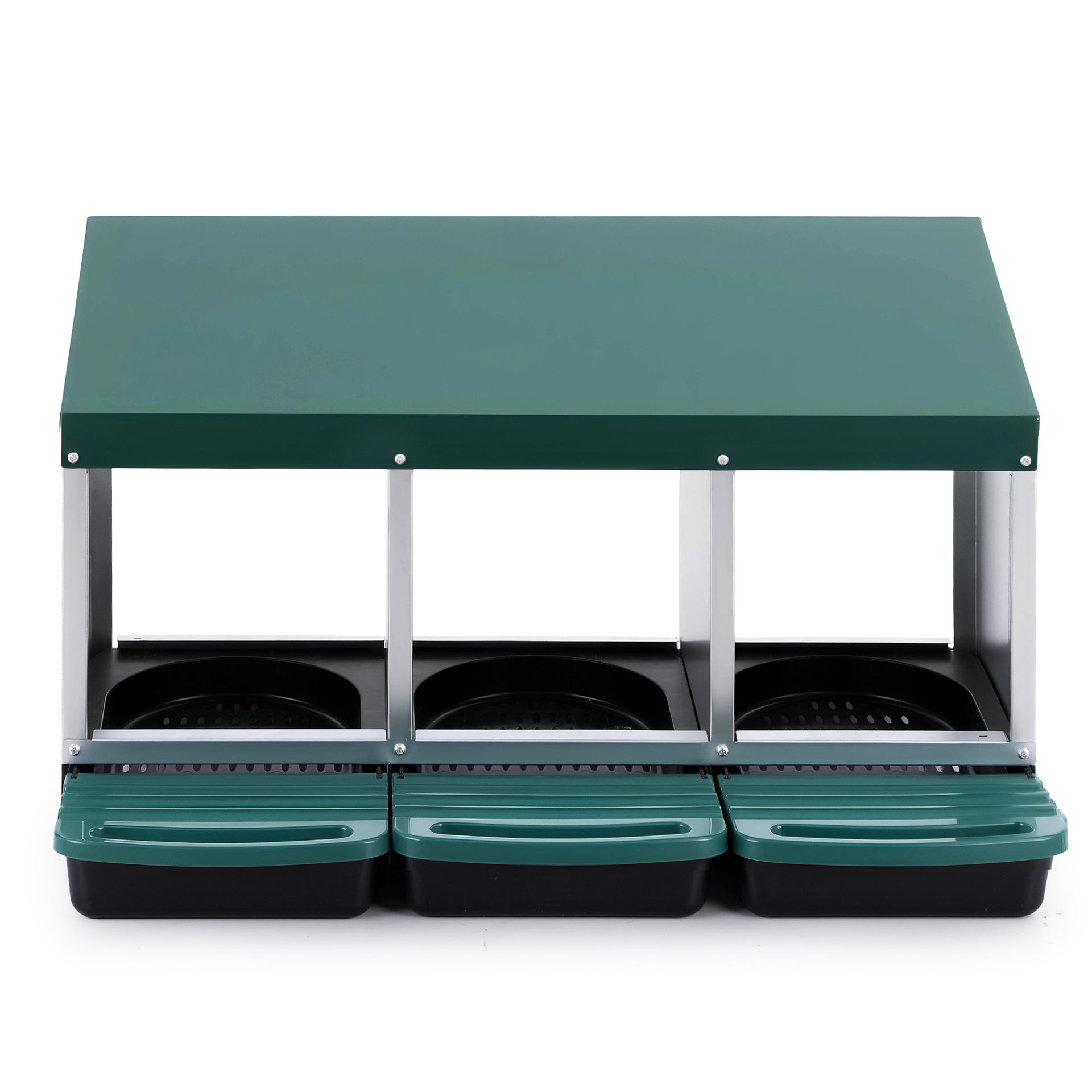 i.Pet Chicken Nesting Box Roll Away 3 Holes Metal Wall Mounted Nest Box Green Awezingly