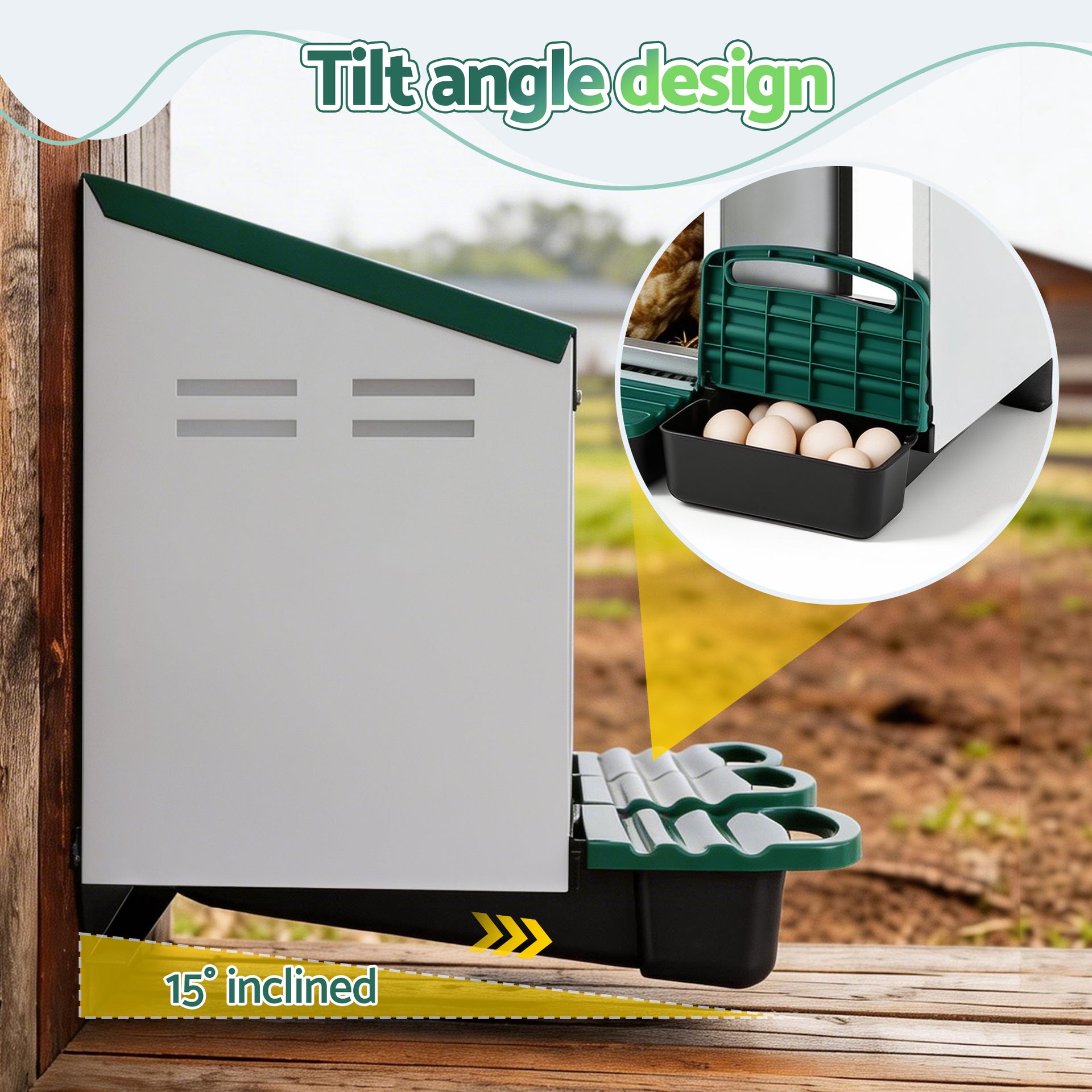 i.Pet Chicken Nesting Box Roll Away 3 Holes Metal Wall Mounted Nest Box Green Awezingly