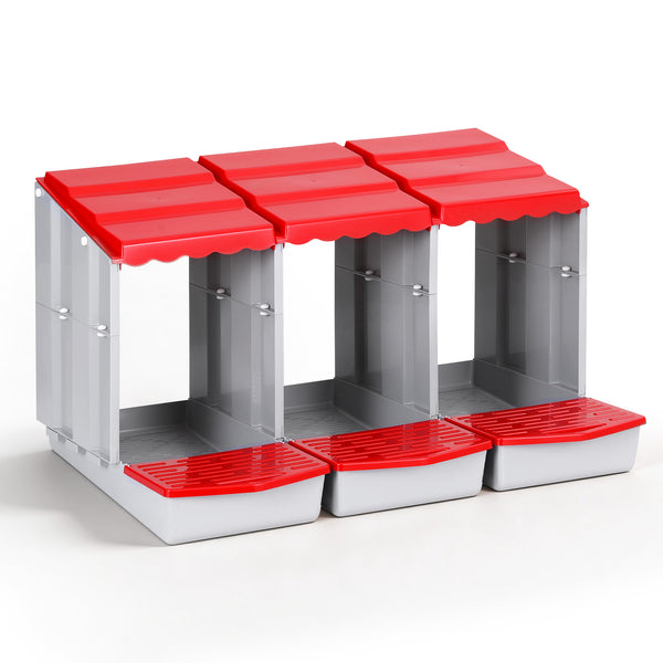 i.Pet Chicken Nesting Box 3 Hole Roll Away Poultry Hen Laying Egg Hutch Red Awezingly
