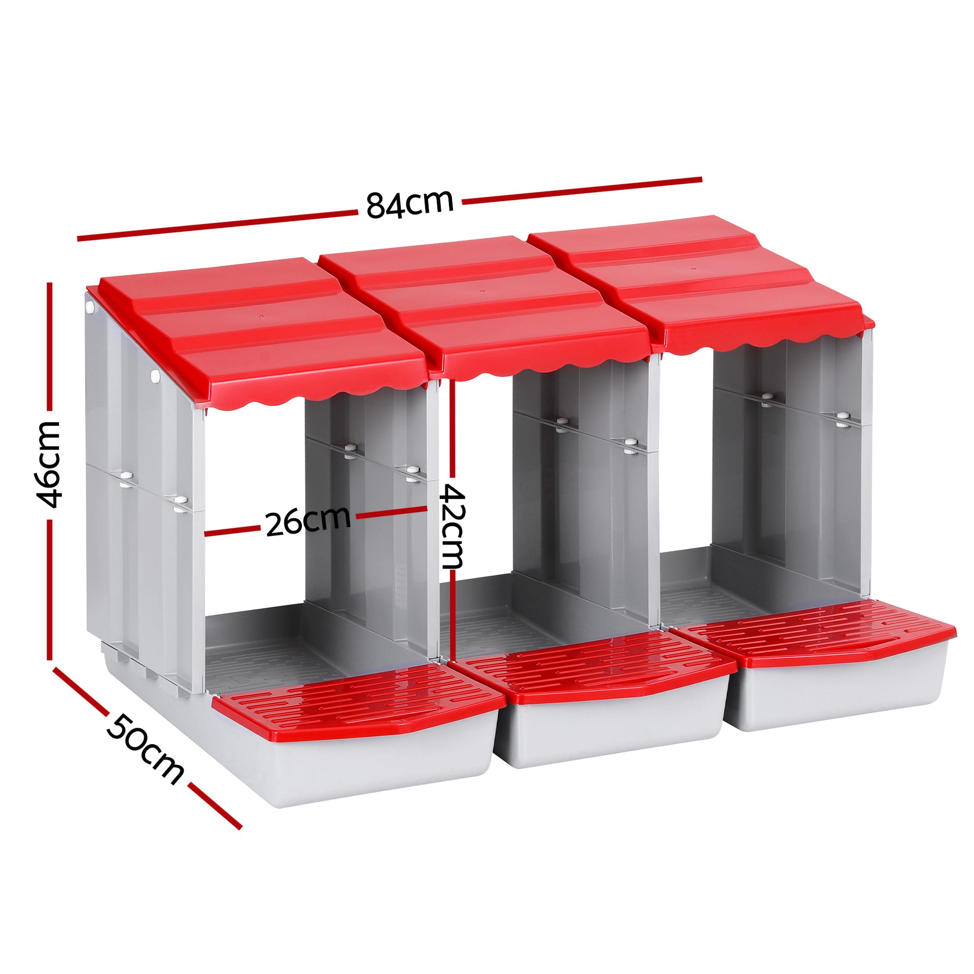 i.Pet Chicken Nesting Box 3 Hole Roll Away Poultry Hen Laying Egg Hutch Red Awezingly