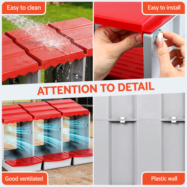 i.Pet Chicken Nesting Box 3 Hole Roll Away Poultry Hen Laying Egg Hutch Red Awezingly