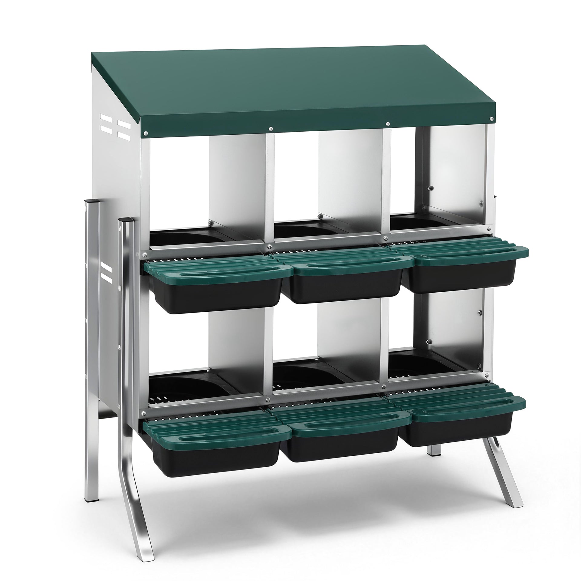 i.Pet Chicken Nesting Box Roll Away Metal Nesting Box Wall Mounted 6 Holes Green Awezingly