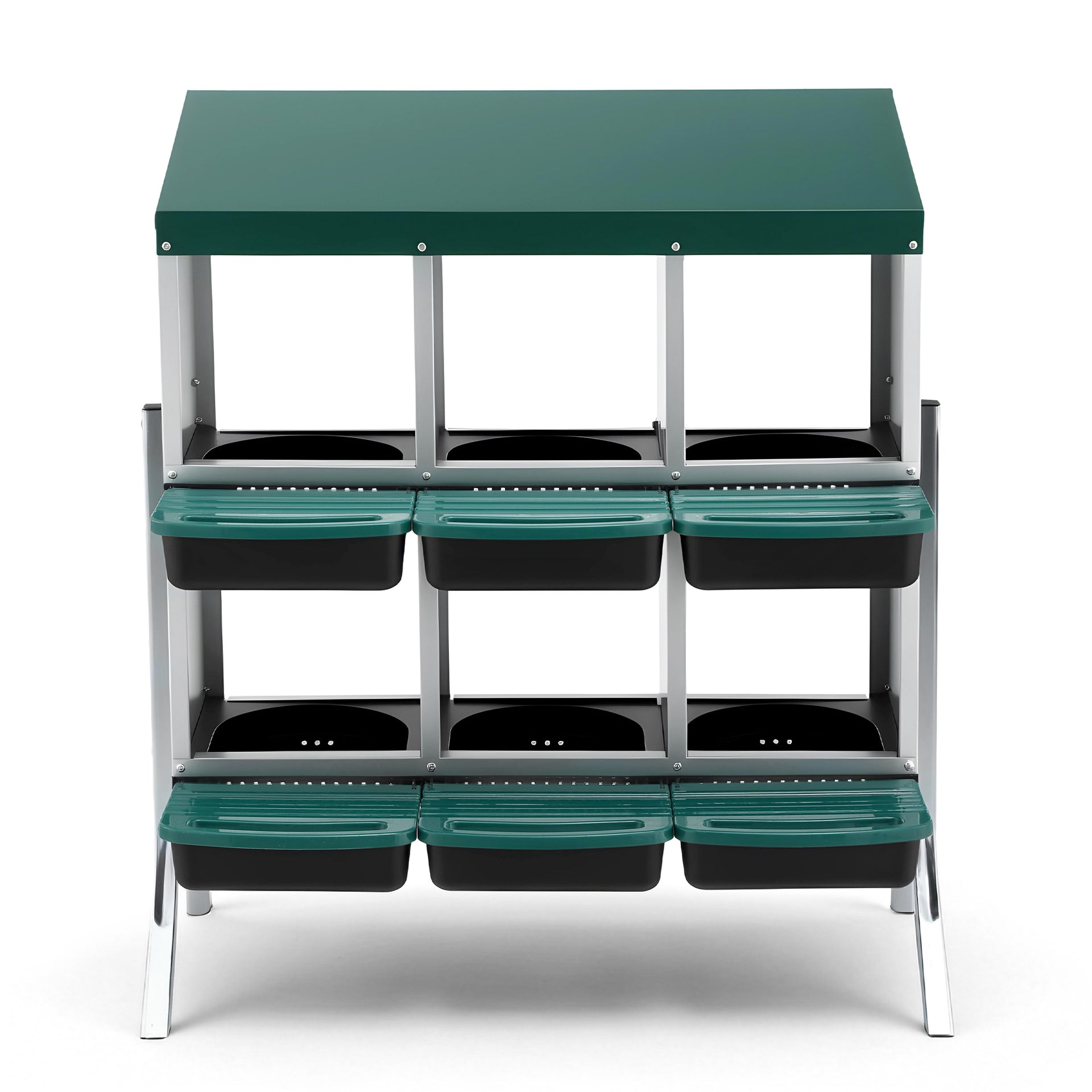 i.Pet Chicken Nesting Box Roll Away Metal Nesting Box Wall Mounted 6 Holes Green Awezingly