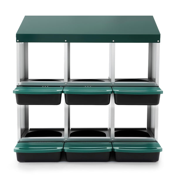 i.Pet Chicken Nesting Box Roll Away Metal Nesting Box Wall Mounted 6 Holes Green Awezingly
