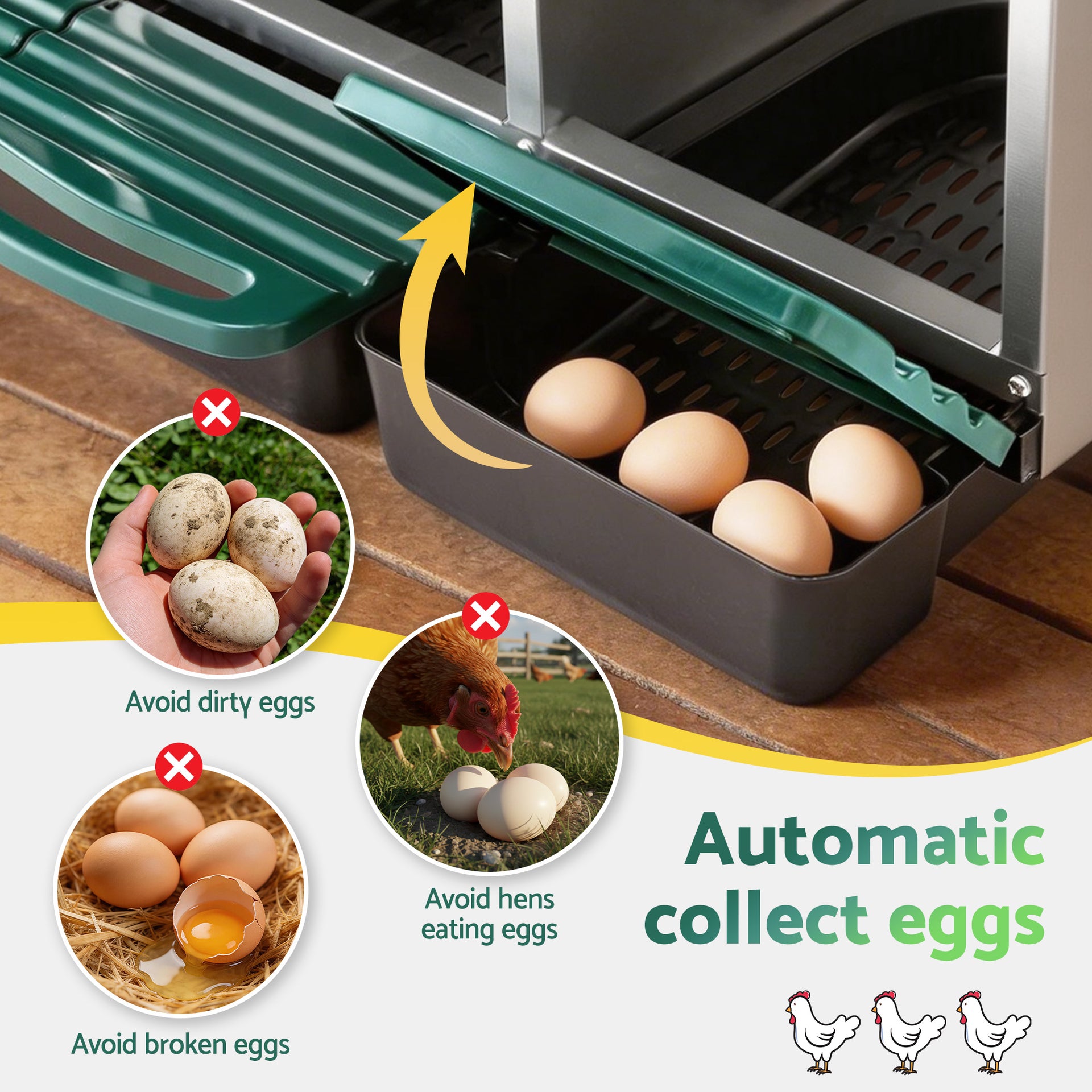 i.Pet Chicken Nesting Box Roll Away Metal Nesting Box Wall Mounted 6 Holes Green Awezingly