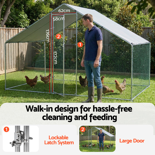 i.Pet Chicken Coop Rabbit Hutch Outdoor Run Walk in Hen Cage Ferret House 3x2x2m Awezingly