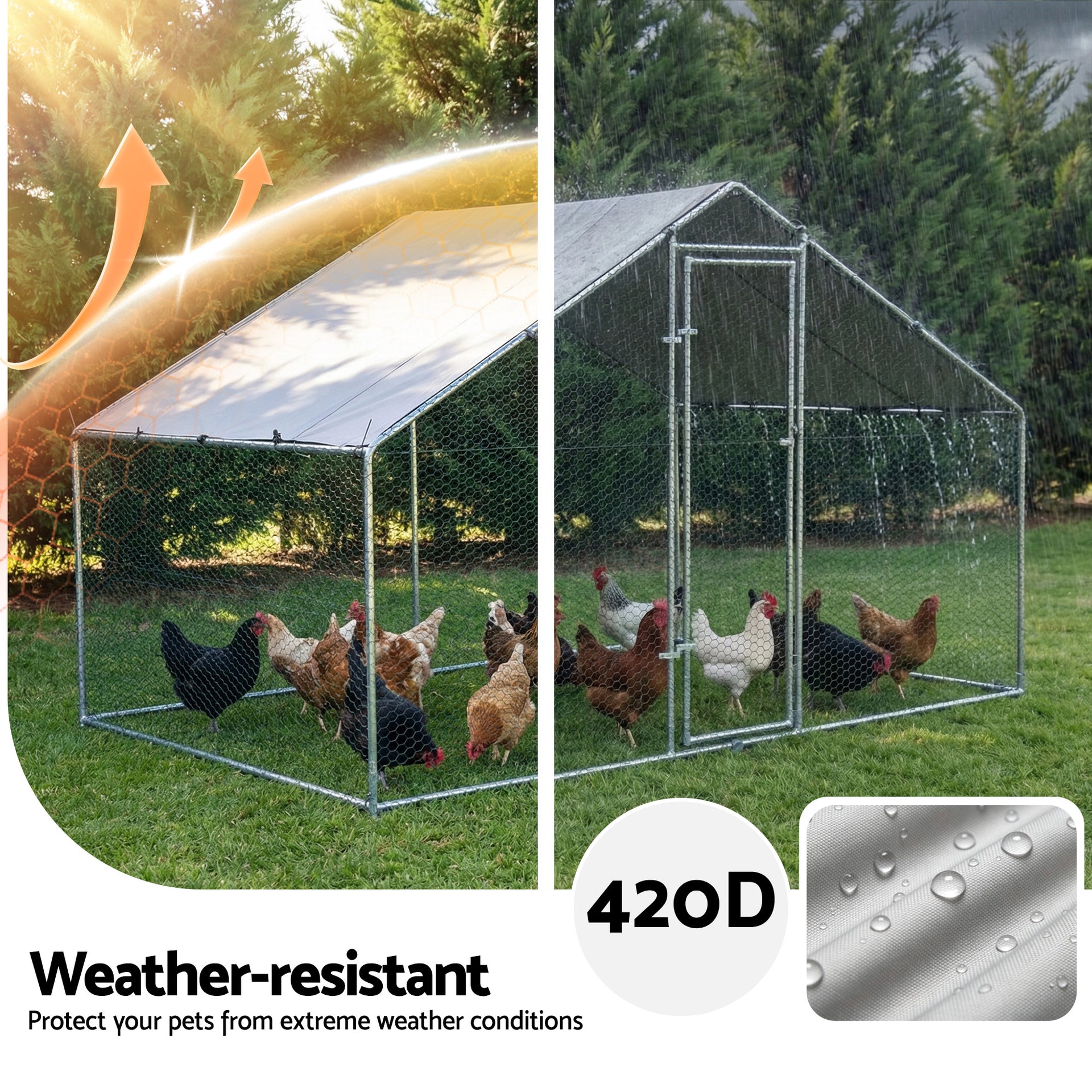 i.Pet Chicken Coop Rabbit Hutch Outdoor Run Walk in Hen Cage Ferret House 3x2x2m Awezingly