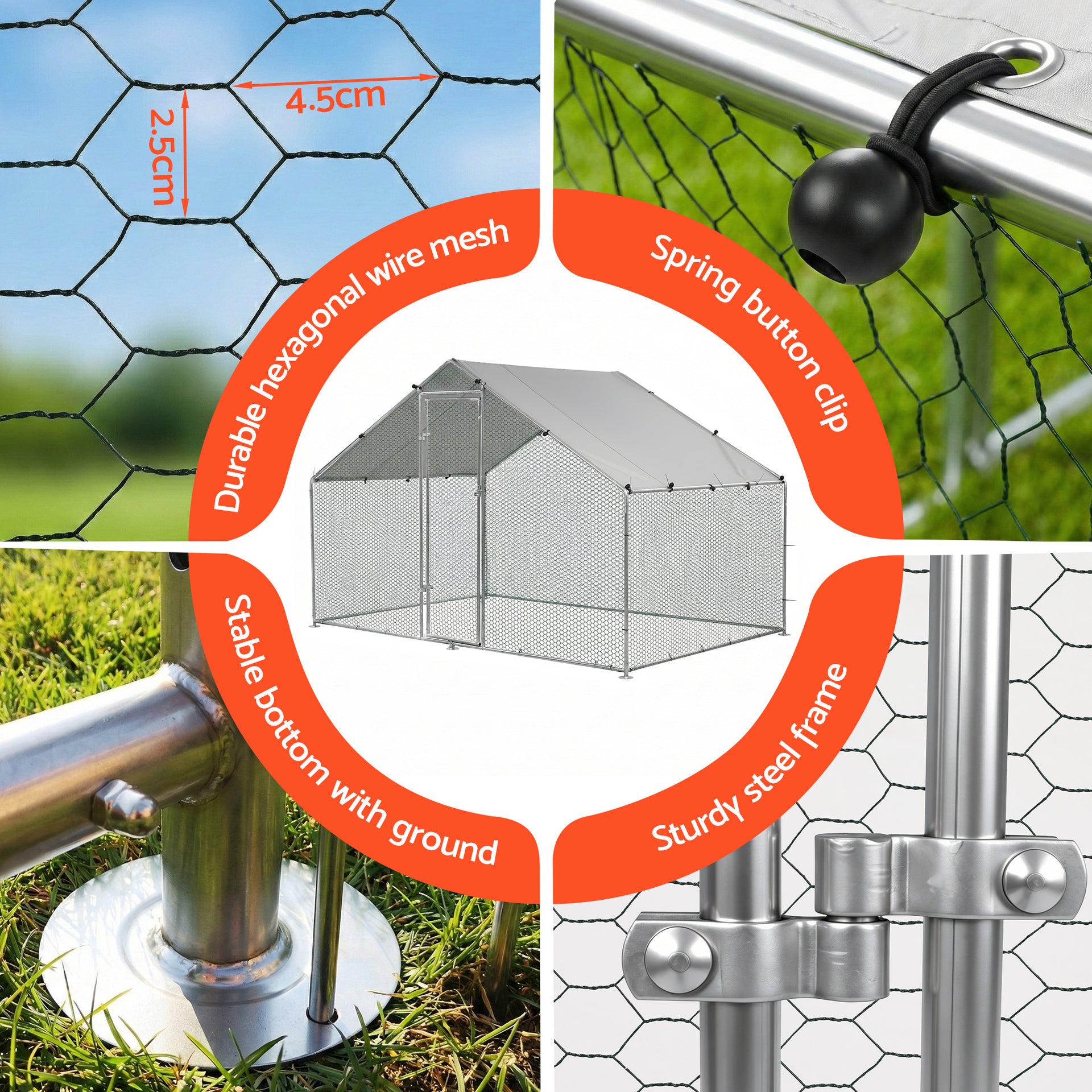 i.Pet Chicken Coop Rabbit Hutch Outdoor Run Walk in Hen Cage Ferret House 3x2x2m Awezingly