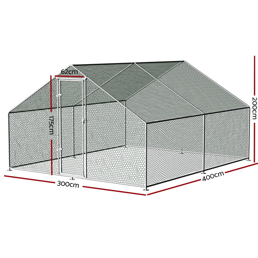 i.Pet Chicken Coop Cage 3x4x2m Galvanised Steel i.Pet
