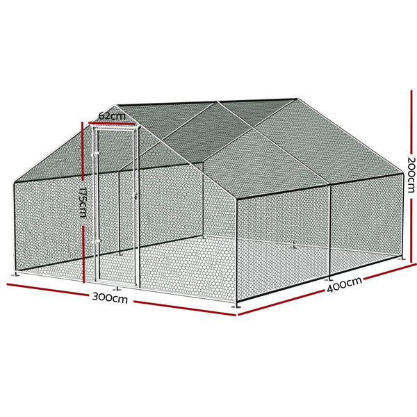 i.Pet Chicken Coop Cage 3x4x2m Galvanised Steel i.Pet