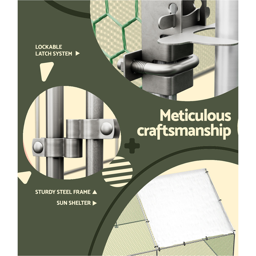 i.Pet Chicken Coop Cage 3x4x2m Galvanised Steel i.Pet