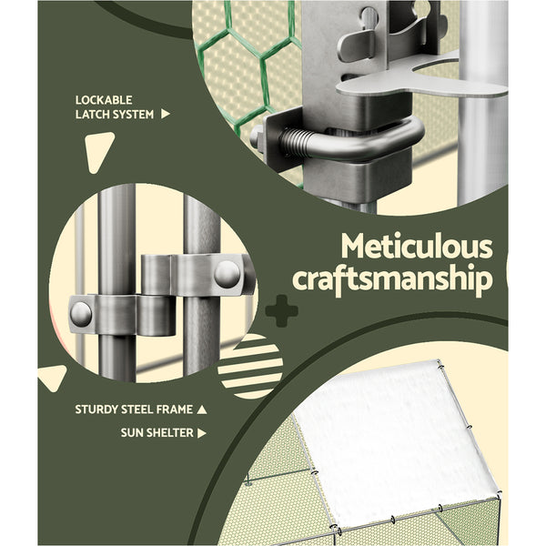 i.Pet Chicken Coop Cage 3x4x2m Galvanised Steel i.Pet