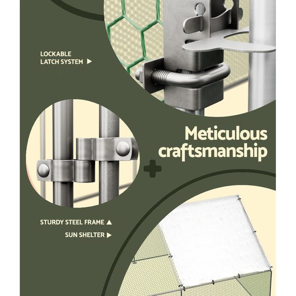 i.Pet Chicken Coop Cage 3x8x2m Galvanised Steel i.Pet