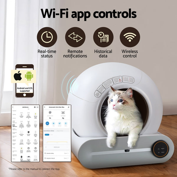 i.Pet Automatic Cat Litter Box Self-Cleaning Large Smart Cat Litter Box Toilet App Control 9L i.Pet