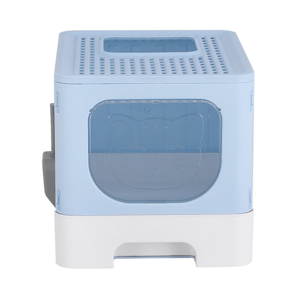 i.Pet Cat Litter Box Large Tray Kitty Toilet Enclosed Hooded Foldable Cat Litter Box Scoop Blue i.Pet