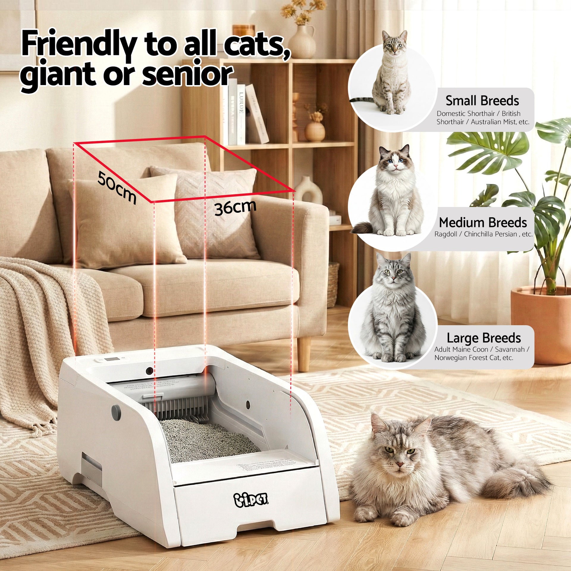 i.pet Automatic Cat Litter Box Self Cleaning Smart Pet Toilet App Control 5L White Awezingly