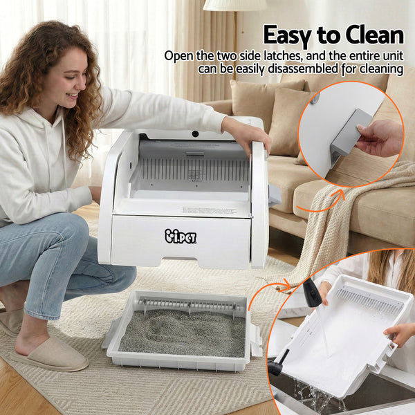 i.pet Automatic Cat Litter Box Self Cleaning Smart Pet Toilet App Control 5L White Awezingly