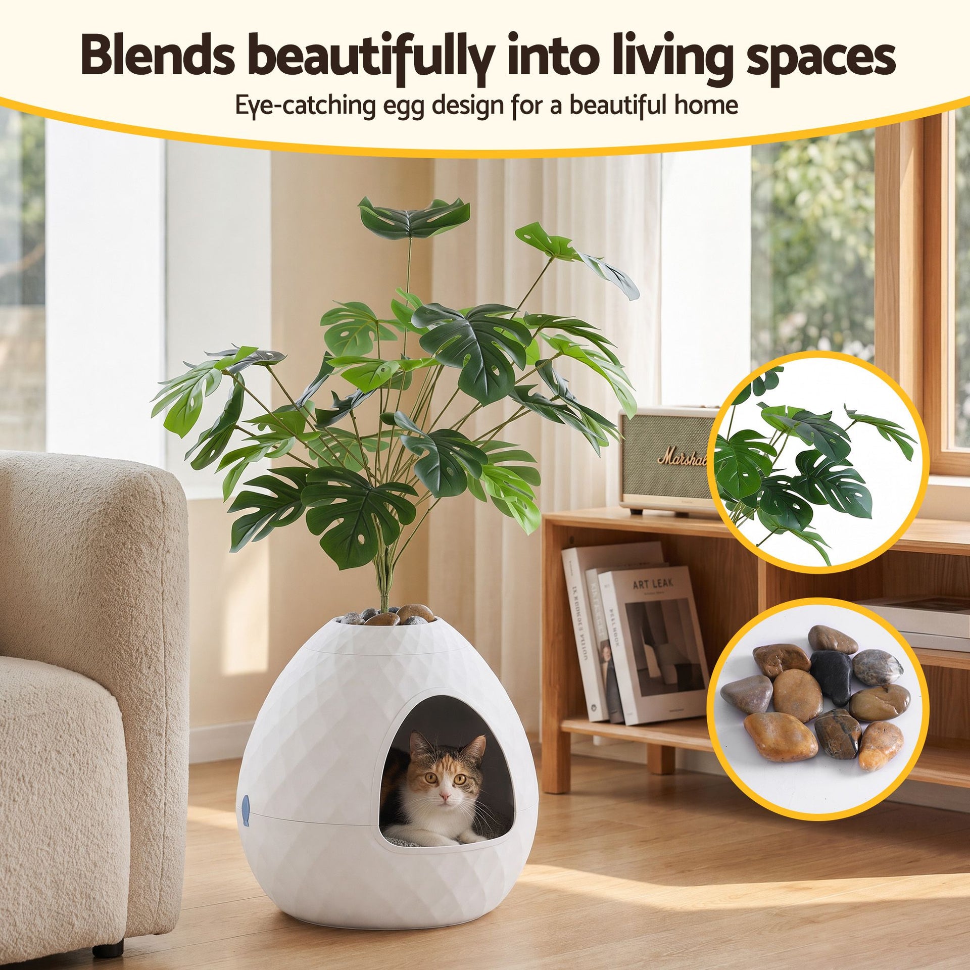 i.Pet Cat Litter Box Hidden Litter Tray Enclosure Planter Furniture House White Awezingly