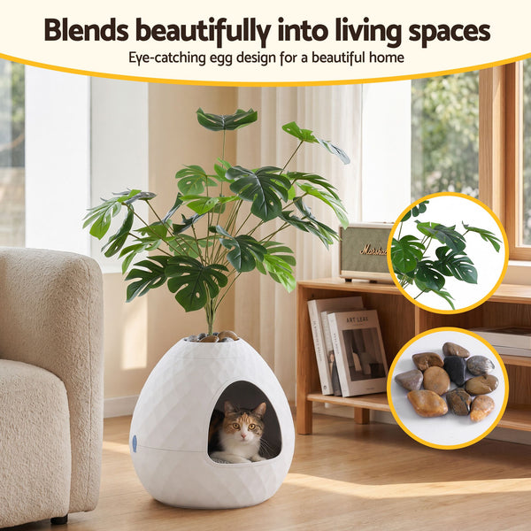 i.Pet Cat Litter Box Hidden Litter Tray Enclosure Planter Furniture House White Awezingly