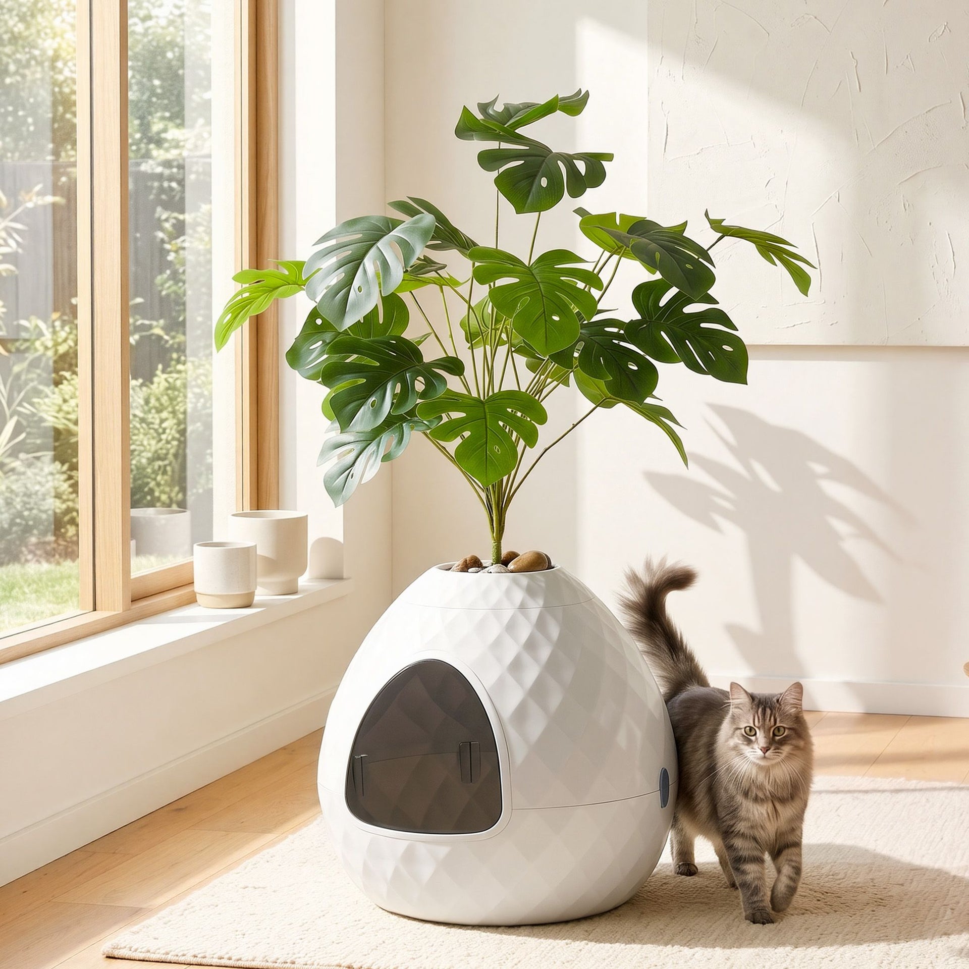 i.Pet Cat Litter Box Hidden Litter Tray Enclosure Planter Furniture House White Awezingly