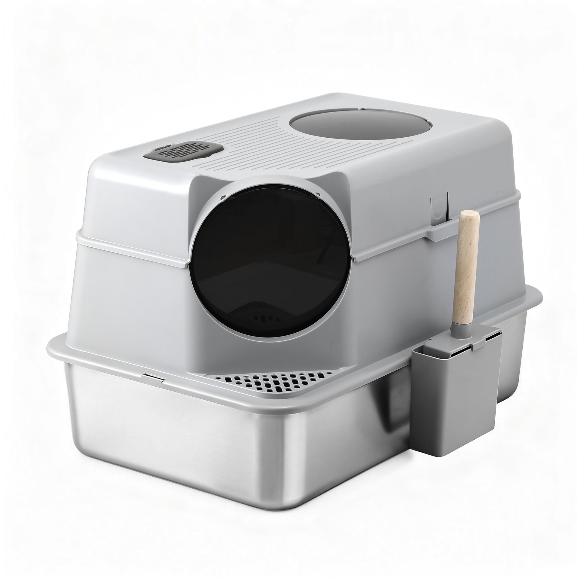 i.Pet Cat Litter Box Large Stainless Steel High Sided Pet Toilet Odour Control Awezingly
